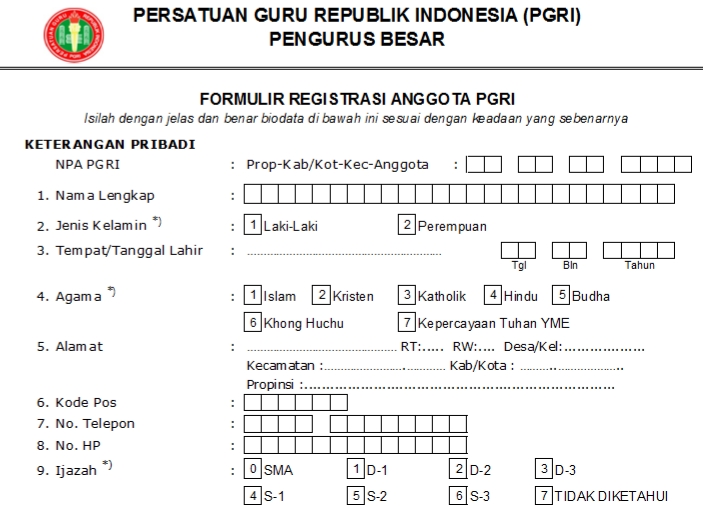 Pendaftaran PGRI Banggai - Persatuan Guru Republik Indonesia Cabang Banggai